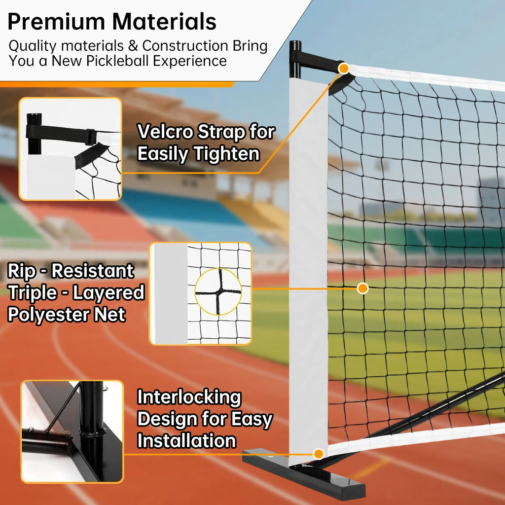 Wholesale Portable Pickleball Net Set | 22ft & 11ft Metal Frame System with Carry Bag